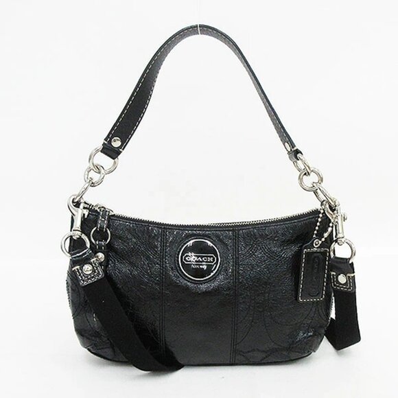 Coach Signature Black Patent Leather Demi Crossbody Bag - Picture 1 of 14